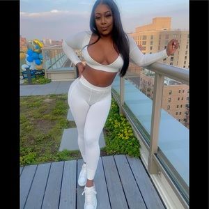 2 piece white pants set